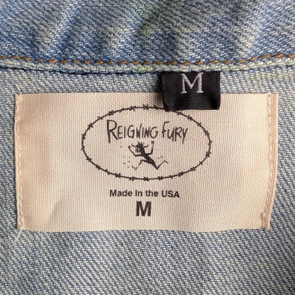 Reigning Fury Dip Dye Green Denim Jean Jacket Medium Reigning Fury