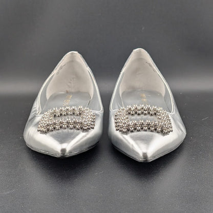 Nine West Size 8.5 Jesikes Rhinestone Medallion Slip-On Pointy Toe Dress Flats Nine West