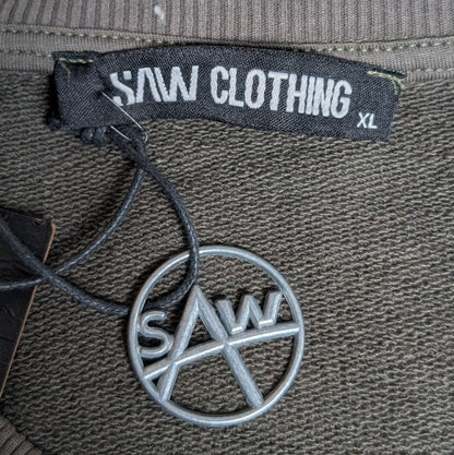 Saw Clothing Couture Sweatshirt Men's Sz XL Moss Green with White~"An Algorithm" SAW Clothing