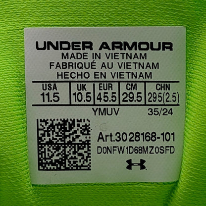 Under Armour Men's Size 11.5 ~HOVR Infinite Pro 2~White Hyper Green 3028168-101 Under Armour