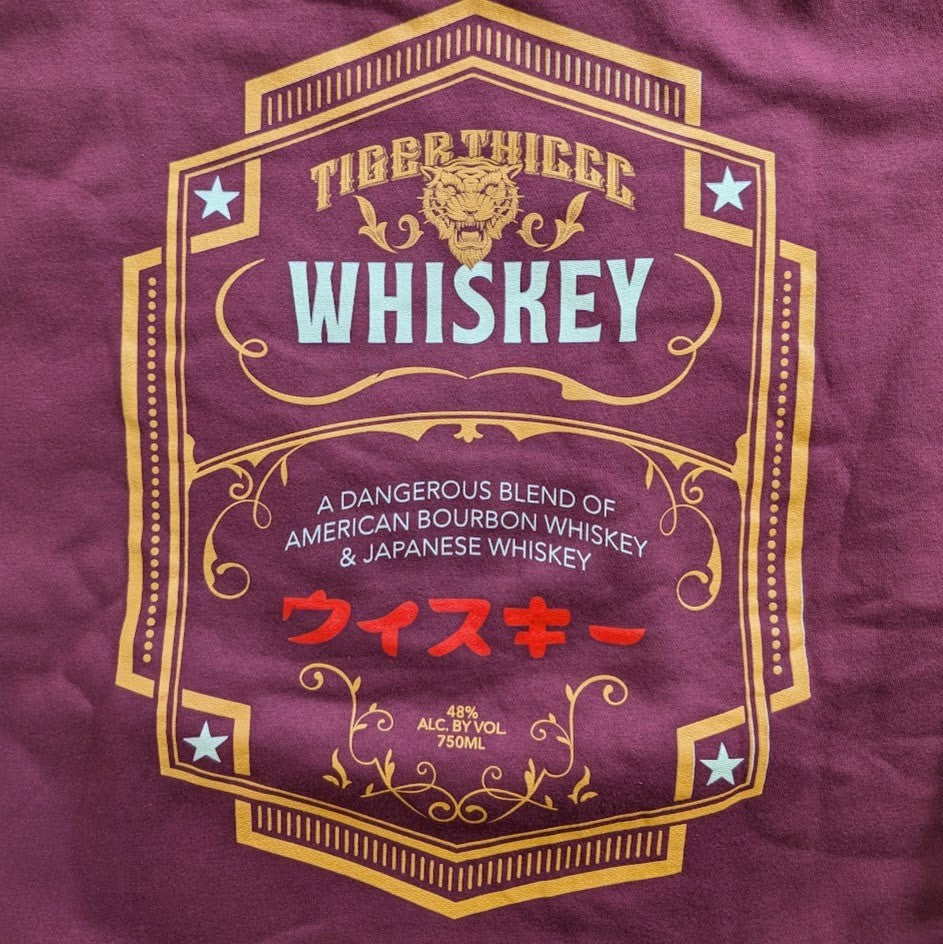 Tiger Thiccc Whiskey Men's 3XL Hoodie Burgandy Sweatshirt Kangaroo Pocket Light Reason
