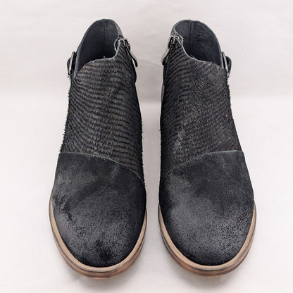 Antelope Laran Leather Buckled Ankle Boots US 8-8.5 EU 39 Black Combo Antelope