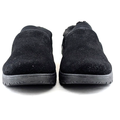 40% OFF ~Duluth Womens Sz 6.5 Mules Black Comfort Walking Shoe Faux Fur Clog Easy Street
