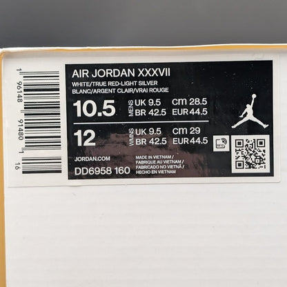 Nike Sz M10.5 Air Jordan XXXVII 37 'Hare' White White Red Basketball Shoe DD6958 Jordan