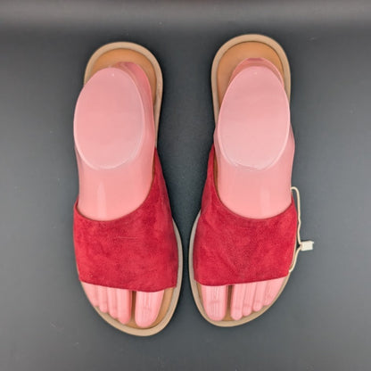 Simona Rossi Red Genuine Leather Women's Slide Sandals Slip On Size 7.5 simona rossi