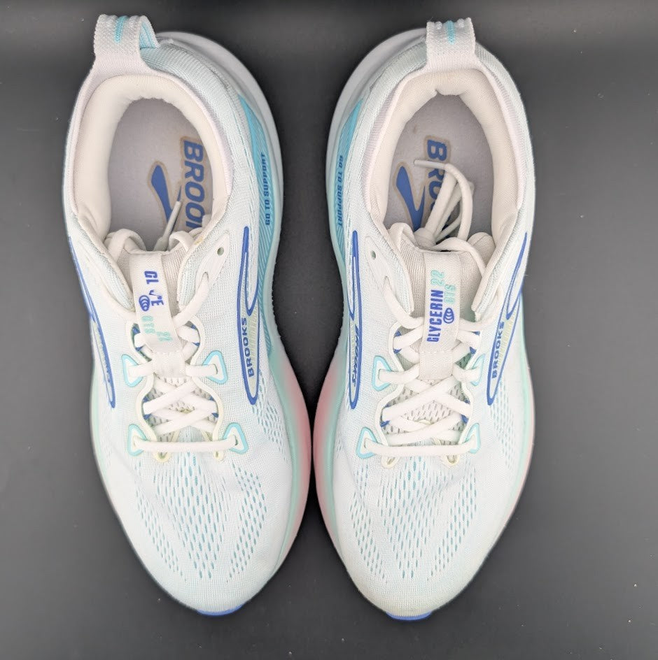 Brooks Women's 10.5 Glycerin GTS 22 Athletic Sneaker White/Limpet/Amparo $175.00 Brooks