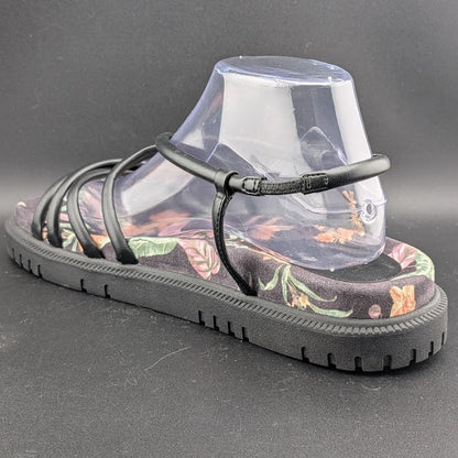 Roxy Women's Size 9 Brooke Strappy Sandals in Black / Island Floral Roxy