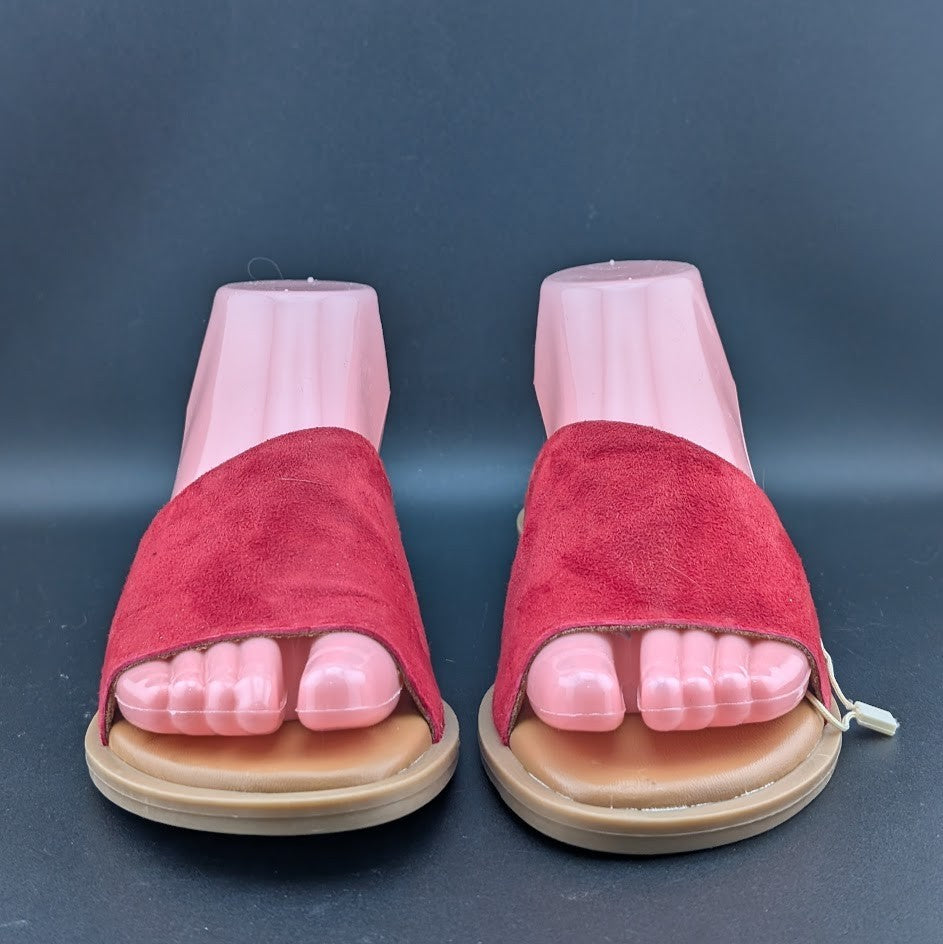Simona Rossi Red Genuine Leather Women's Slide Sandals Slip On Size 7.5 simona rossi