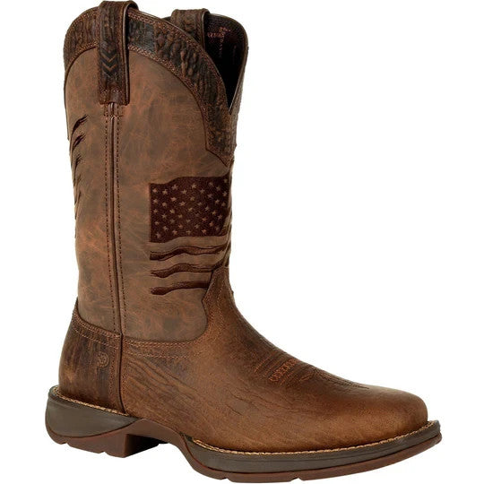 Rebel™ By Durango® Size 10W Brown Distressed Flag Embroidery Boots DDB0314 $185 Durango