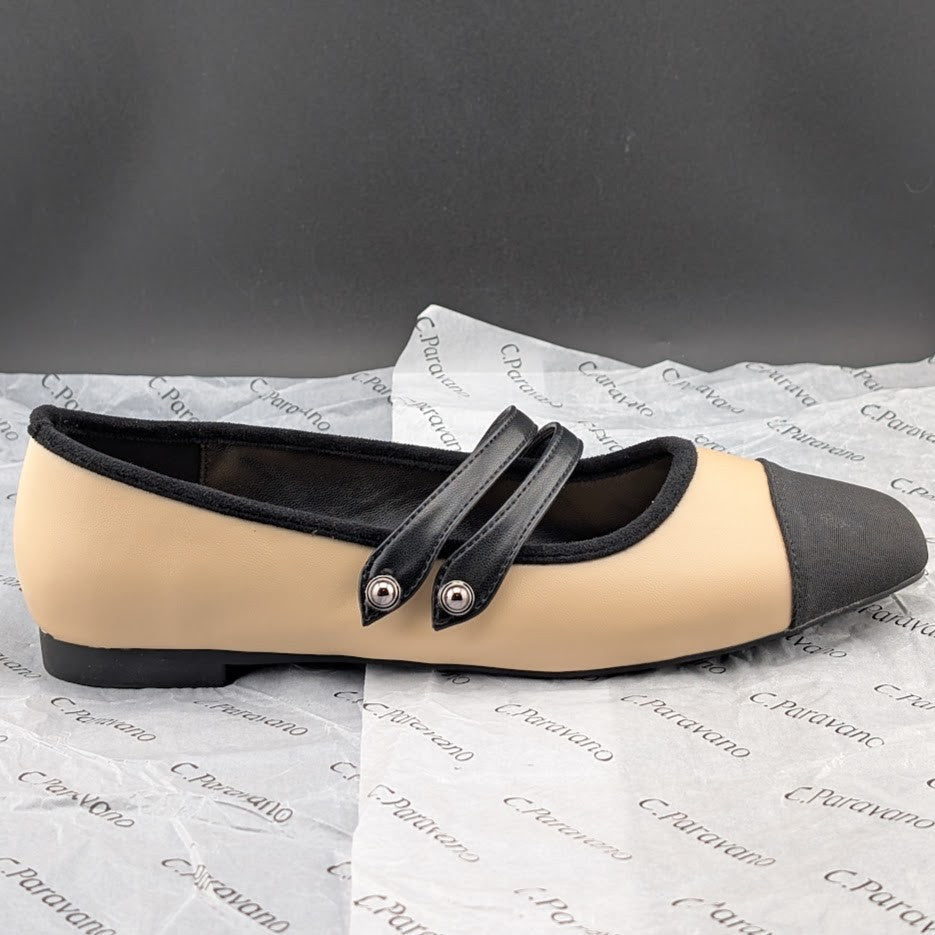 C.Paravano Women's Size 8 (EU 38.5) Mary Jane Ballet Flat Shoes Square Toe Soft C. Paravano