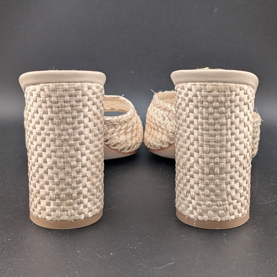 The Nat Note X Antonio Melani Sz 6.5M High Heel Natural Woven Slide Sandals The Nat Note X Antonio Melani
