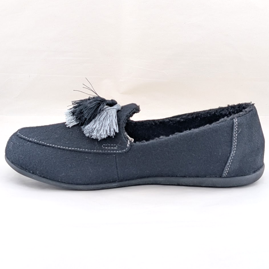 Spenco Hearthside Black Womens Sz 12B Orthotic Wool Indoor/Outdoor Dress Slipper Spenco