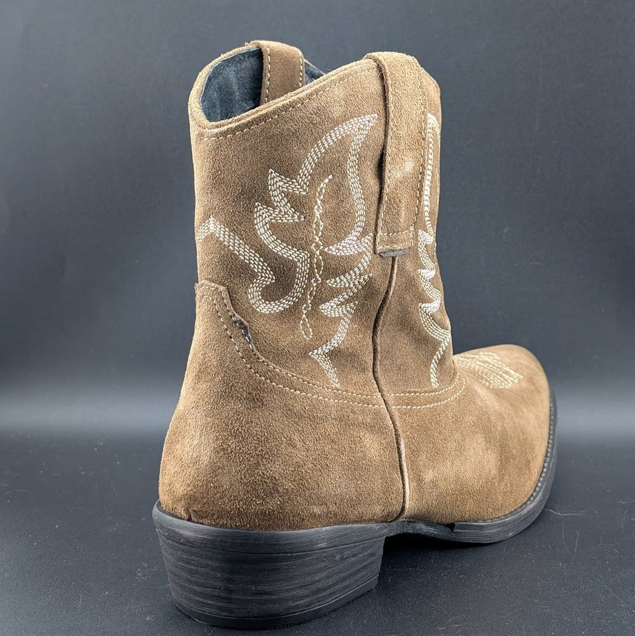 Roper Women's Sz 9.5 Dusty II Tan Brown Cow Suede Western Booties Snip Toe NIB Roper