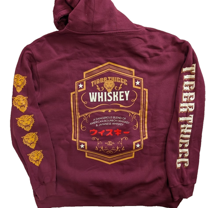 Tiger Thiccc Whiskey Men's 3XL Hoodie Burgandy Sweatshirt Kangaroo Pocket Light Reason