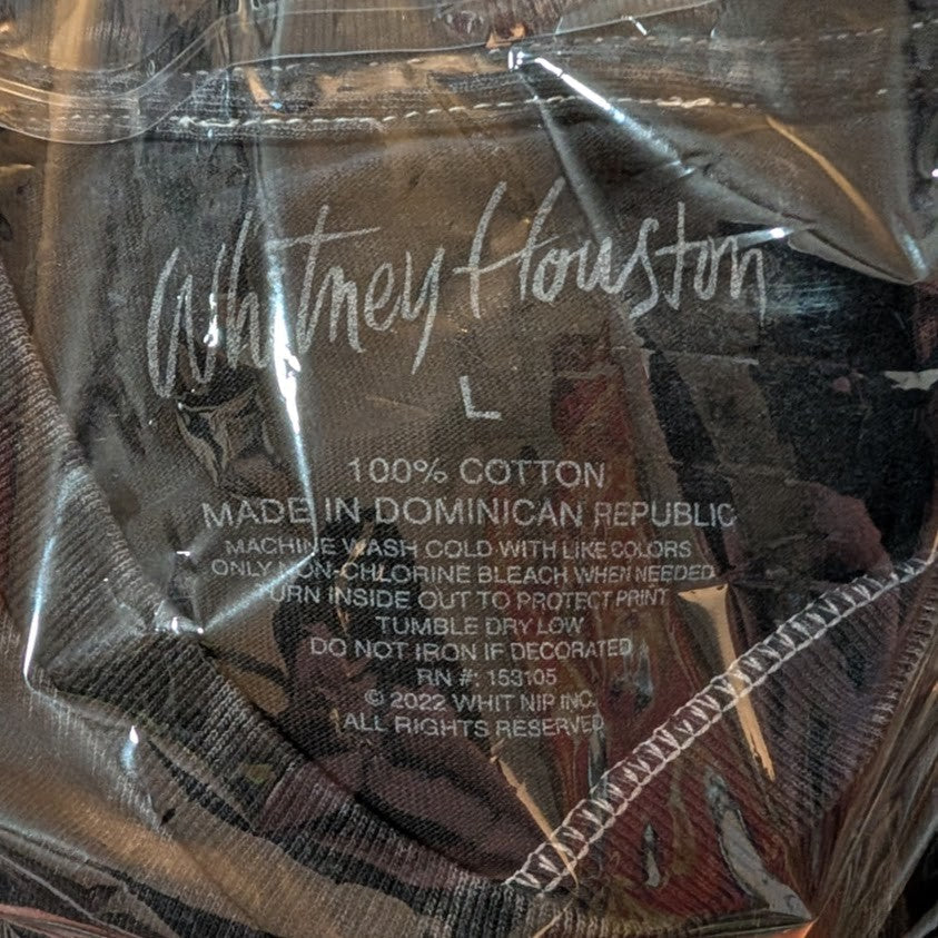 Men's Whitney Houston Wanna Dance Photo T-Shirt Size Large Black Distressed New Unbranded