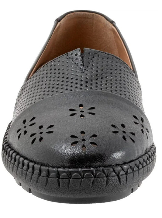 Trotters Women's Ruby Perf Loafers Black Leather 8 Narrow NIB Trotters
