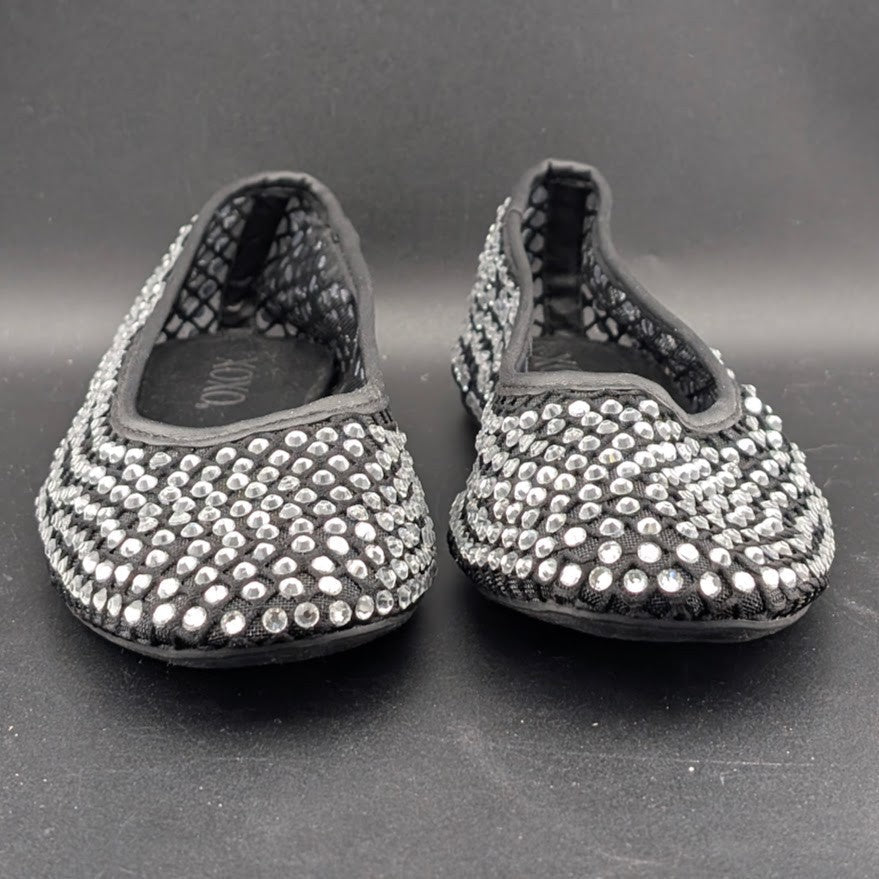 XOXO Size 8 ~ Women's Dobsi Mesh Flats ~ Black w/ Rhinestones NWOB XOXO