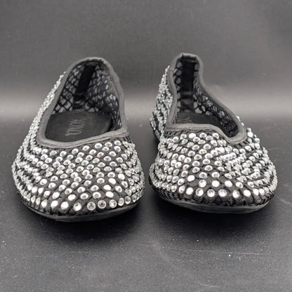 XOXO Size 8 ~ Women's Dobsi Mesh Flats ~ Black w/ Rhinestones NWOB XOXO