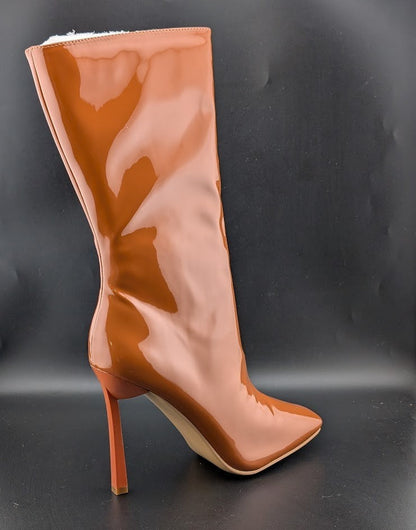 Cape Robbin Luciene Square Toe High Heel Booties Tan or Purple Cape Robbin