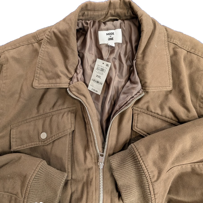 Mode of One Men Multi Pocket Bomber Jacket Dark Walnut Size XXL (2XL) Mode of One