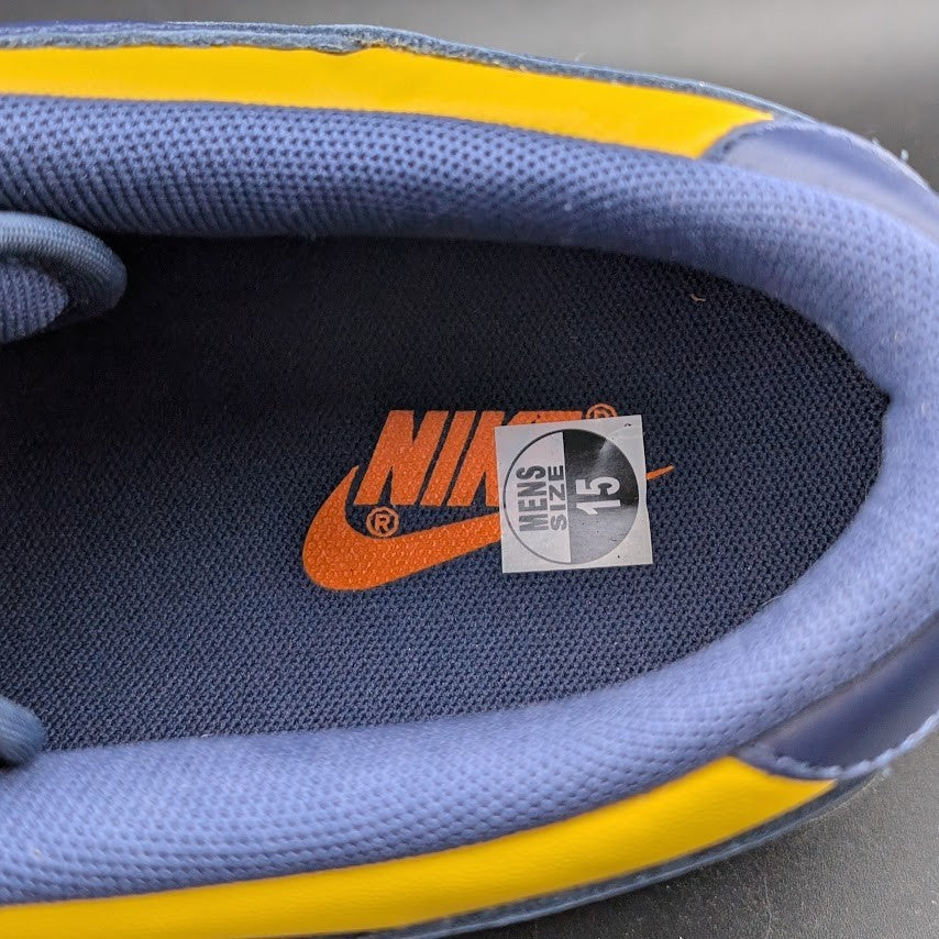 Nike Men's Size 15 Dunk Low Michigan Varsity Maze Midnight Navy White DD1391-700 Nike