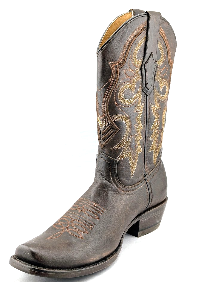 Mens Rodeo Cowboy Boots Genuine Leather Hibrido Suela Tacoma Cuero Bota Vaquera REYWELT