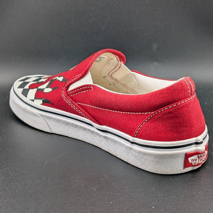 Vans Classic Slip-On Checkerboard Flame/Red Blood Drip Skate Shoes Men 6/Wmn 7.5 VANS