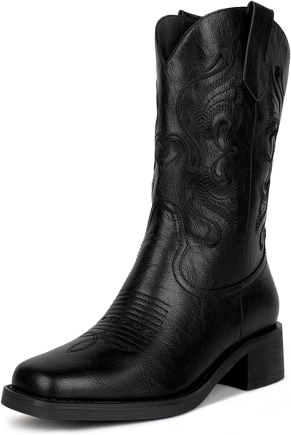 ISNOM Size 7.5 Cowgirl Cowboy Boots for Women, Western with Square Toe, Pull-on ISNOM