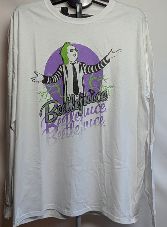 Official Universal Studios Beetlejuice T-Shirt Size XL-White Long Sleeve Universal Studios