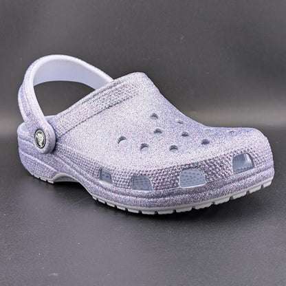 Big Kids' 4Y Classic Chunky Glitter Clog Grape Ice Holds 26 Jibbitz Charms Crocs
