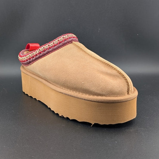 Women's Size 5 Slippers-Fawn Platform Mini Boots Short Shoe Fur Fleece Lined NEW Unbranded