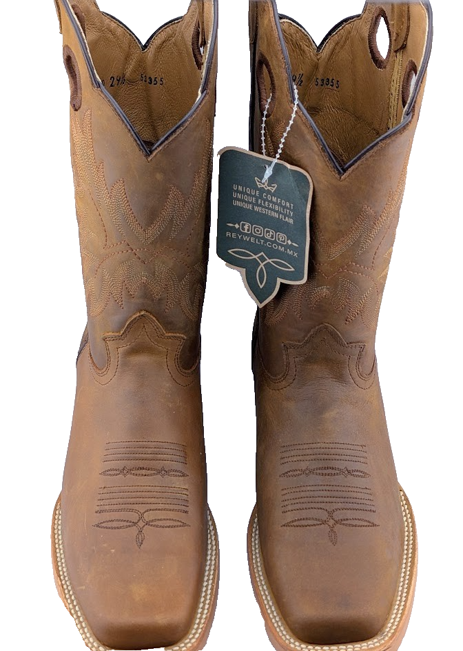 Men's Size 10 Rodeo Cowboy Boots Leather Hibrido Suela Tacoma Cuero Bota Vaquera REYWELT