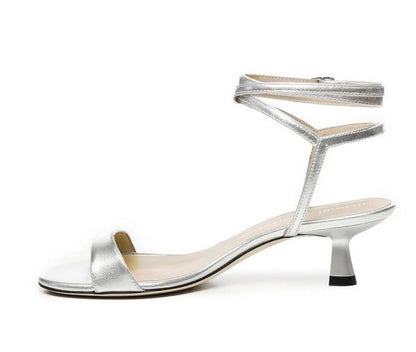 Stuart Weitzman Nudist Wrap 50 Sandals Women's 6 & 6.5 Silver Ankle Strap Stuart Weitzman