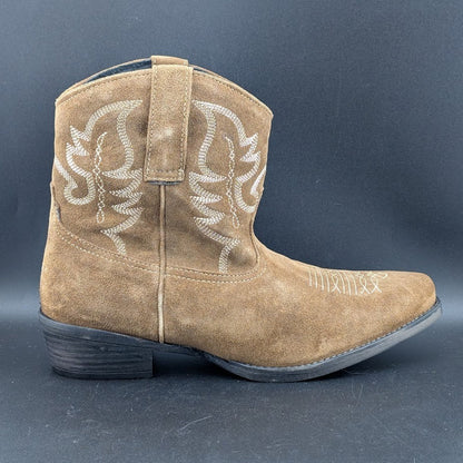 Roper Women's Sz 9.5 Dusty II Tan Brown Cow Suede Western Booties Snip Toe NIB Roper
