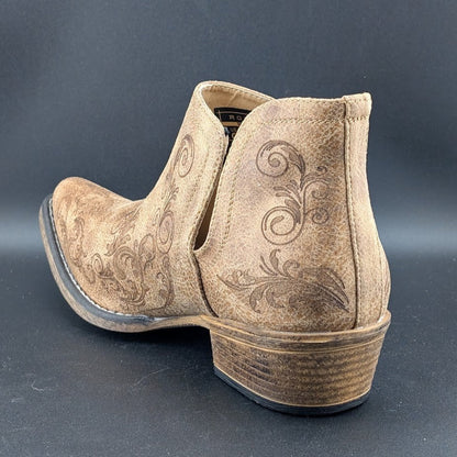Roper Women's Size 10 Tan Faux Leather Ava Western Ankle Boot Shoes Roper