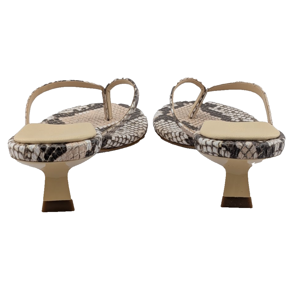 Schutz Carolyn Sz 5.5 Snake Leather Thong Sandal Kitten Heel Round Toe Schutz