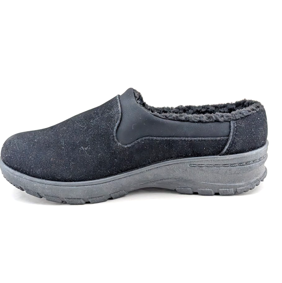 40% OFF ~Duluth Womens Sz 6.5 Mules Black Comfort Walking Shoe Faux Fur Clog Easy Street