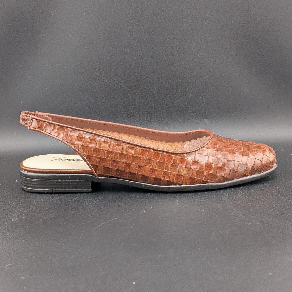 Women's Trotters Size 6 or 6.5 "Lucy" Cognac Woven Slingback Flat T1711-206 NIB Trotters