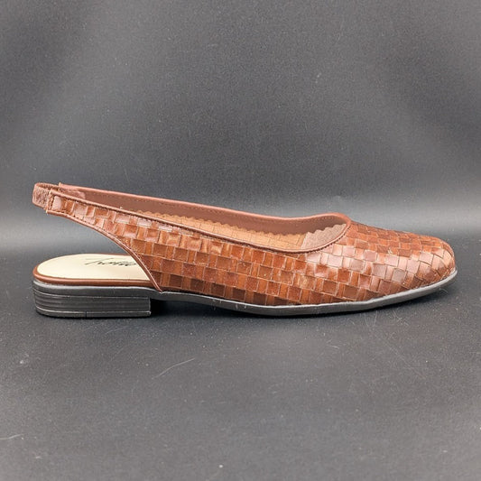 Women's Trotters Size 6 or 6.5 "Lucy" Cognac Woven Slingback Flat T1711-206 NIB Trotters