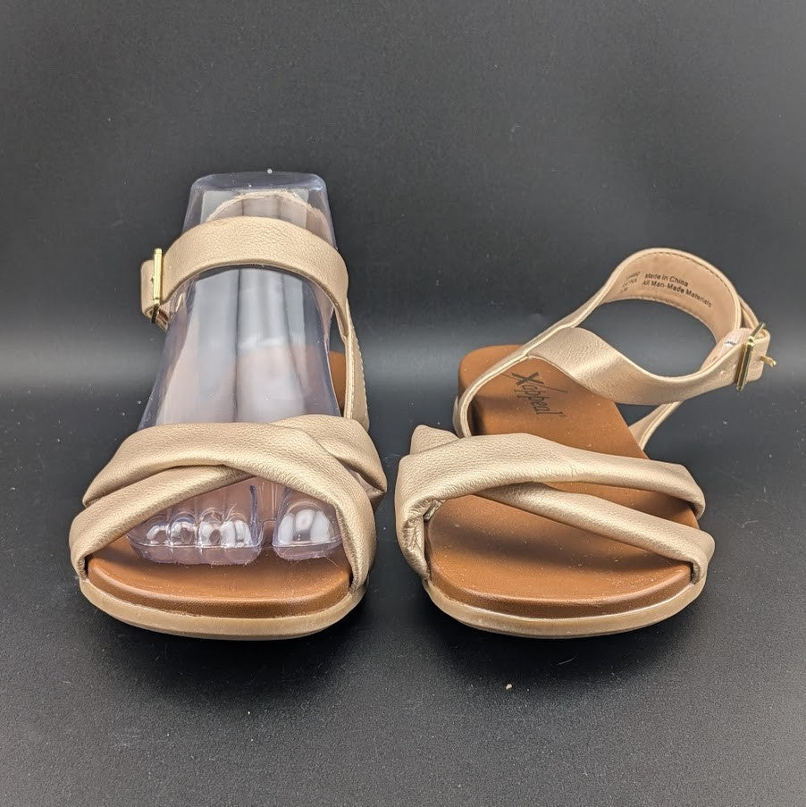 Xappeal Women's 7.5M Rayna Gold Puffy Slingback Sandal Shoes w/ Comfort Footbed X-Appeal