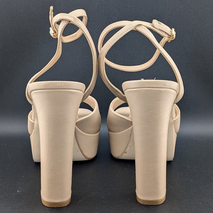 Steve Madden Women's Size 10M "Assured" 5-in Heel Platform Cream Leather Sandal Steve Madden