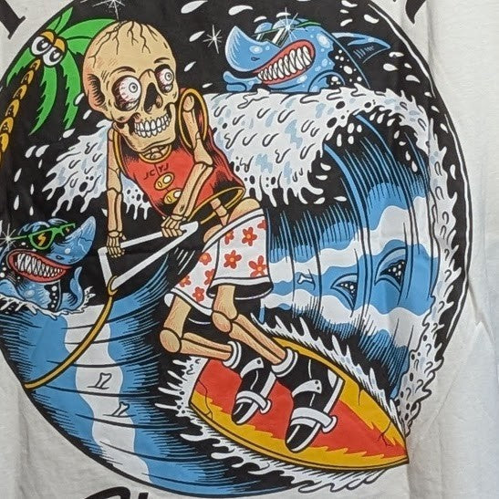 Forever Sharp Short Sleeve Skeleton Surfer White Size Large T-Shirt by JaceyJace JaceyJace