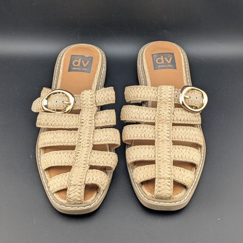 NEW! DV By Dolce Vita Falcun Natural Raffia Buckle Mules Slip On Size 6.5 8.5 9 Dolce Vita