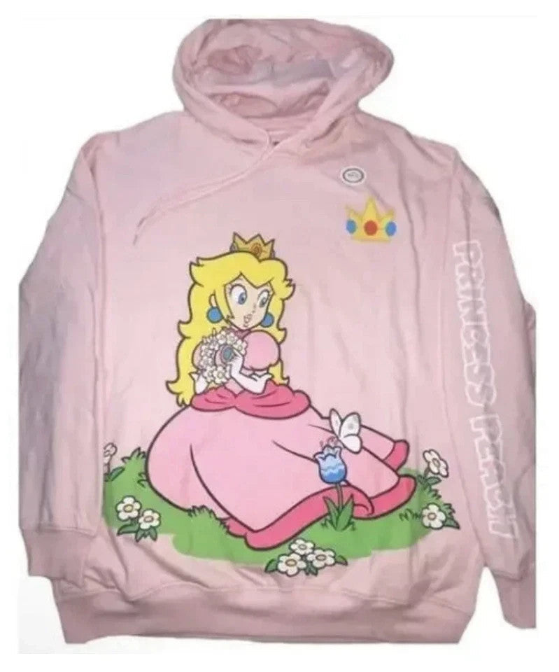 Hot Topic Medium Super Mario Princess Peach Pink Hoodie Sweatshirt New Size S-XL Hybrid