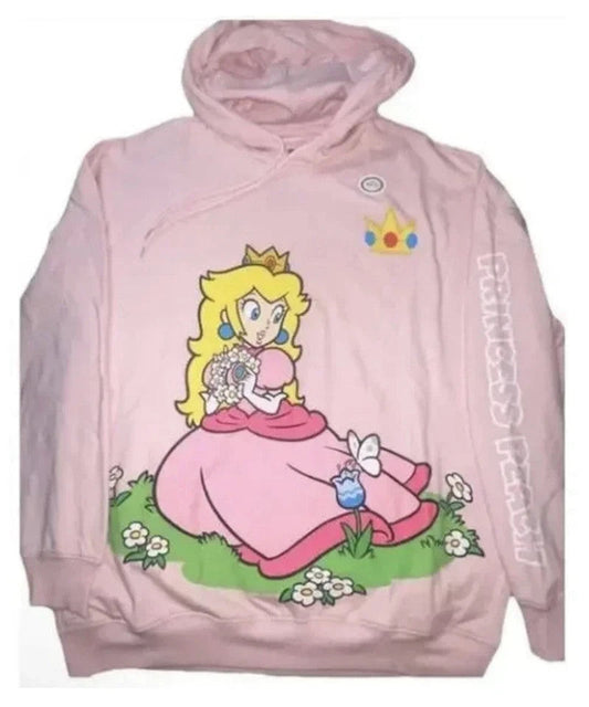 Hot Topic Medium Super Mario Princess Peach Pink Hoodie Sweatshirt New Size S-XL Hybrid