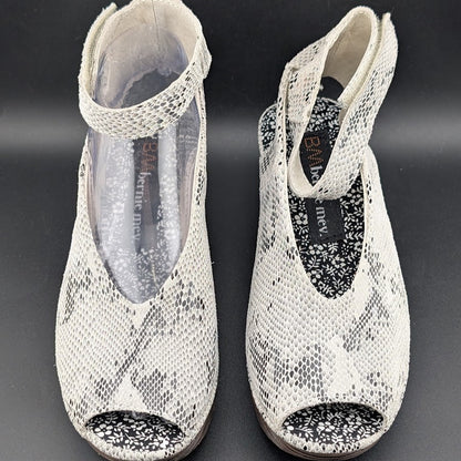 Bernie Mev "Mely" Leather Snakeskin Slingback Wedge Platform Sandals Sizes 6.5-8 Bernie Mev