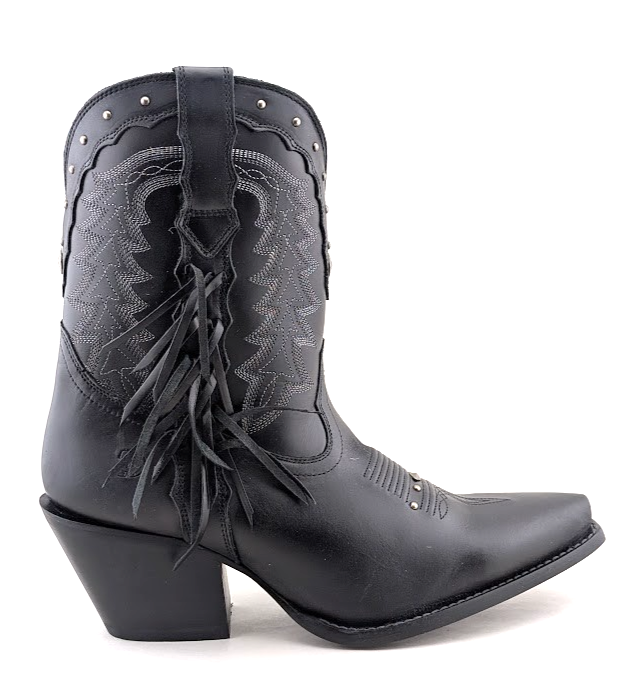 Durango Crush Womens Sz 9.5 Black Leather Tassles Cowboy Western Boots DRD0432 Durango