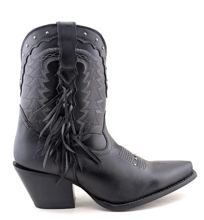 Durango Crush Womens Sz 9.5 Black Leather Tassles Cowboy Western Boots DRD0432 Durango