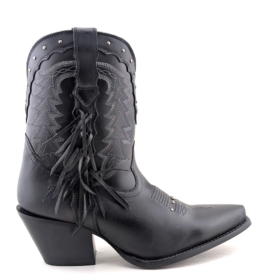 Durango Crush Womens Sz 9.5 Black Leather Tassles Cowboy Western Boots DRD0432 Durango