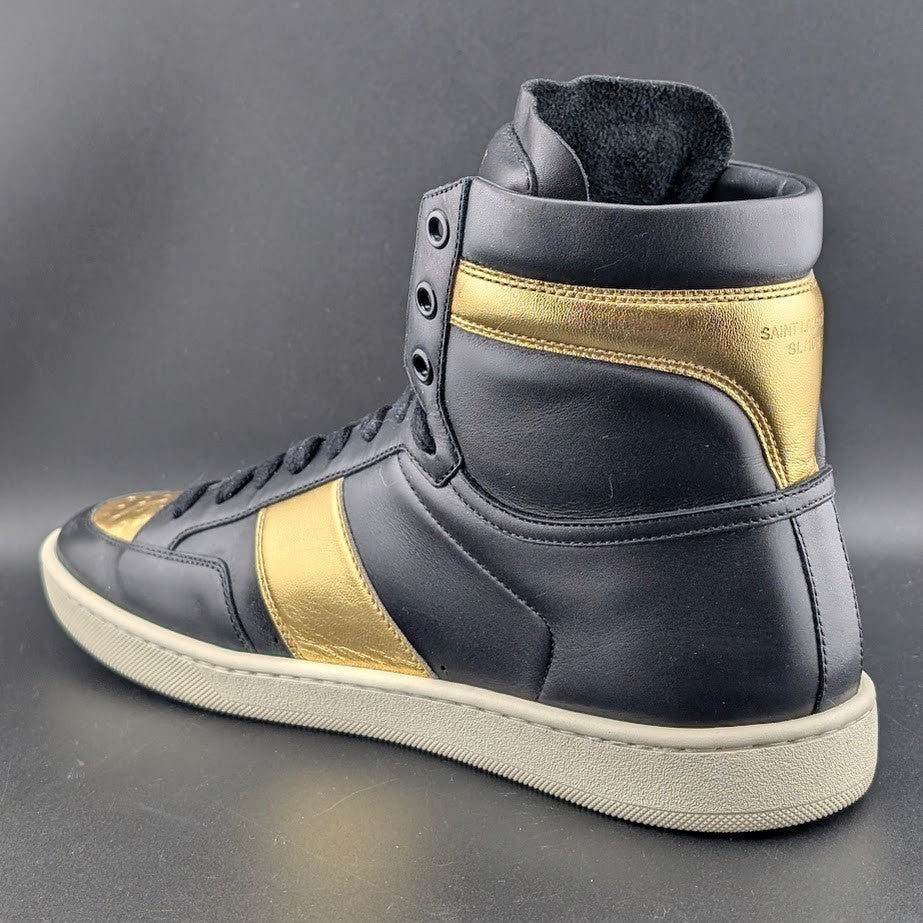 NM Saint Laurent SL/10H Black Gold High Top Sneakers EU 41 Saint Laurent